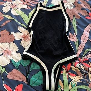 Black and white backless bodysuit